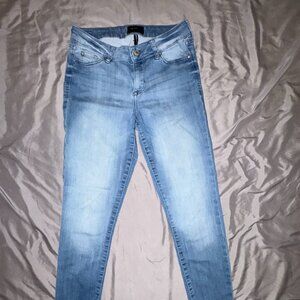 Celebrity Pink Light Wash Skinny Jeans Raw Hem Stretch Denim